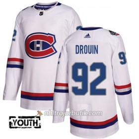 Barn Ishockey Montreal Canadiens Tröja Jonathan Drouin 92 Adidas 2017-2018 Vit Classic Authentic